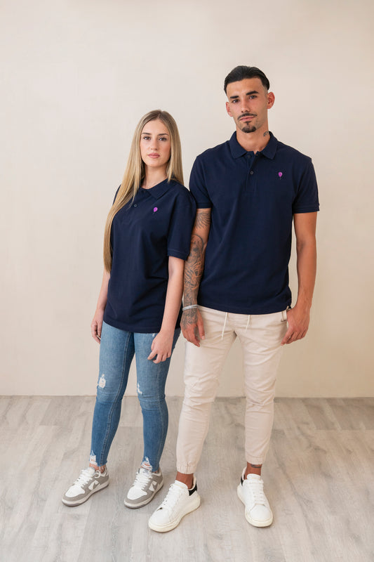 Polo AZUL MARINO globo morado