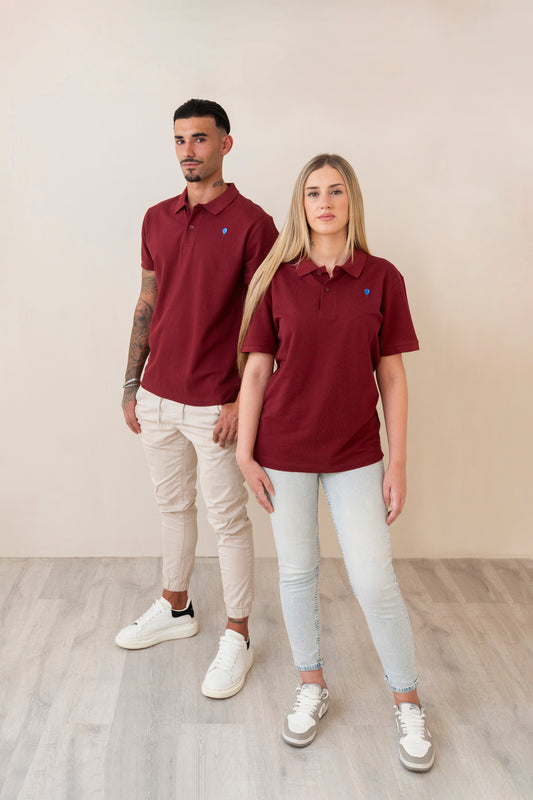 Polo BURDEOS globo azul.